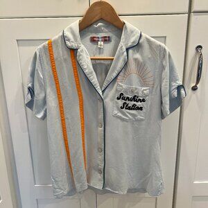 Urban Outfitters Sunshine Station Button Collar Shirt Top Size S